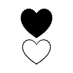 Scalloped heart silhouette vector flat illustration design.