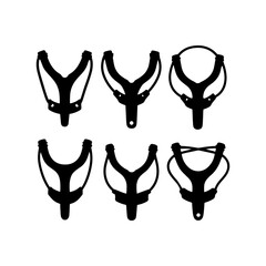 Set of sling shot silhouette vector flat illustration design.