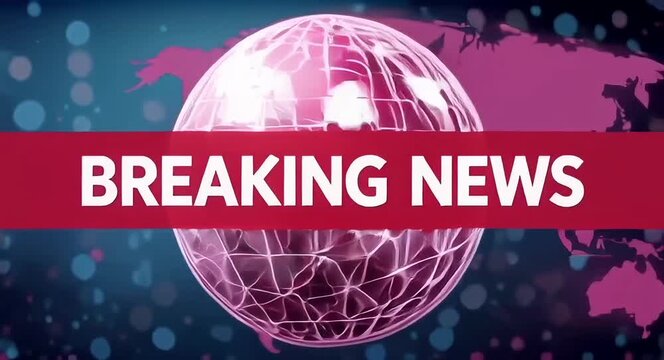"BREAKING NEWS" Broadcast Banner with Globe and World Map Background.4k video.
