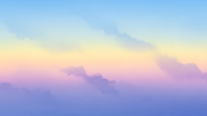 A serene and peaceful sunset sky with soft pastel colors and fluffy clouds