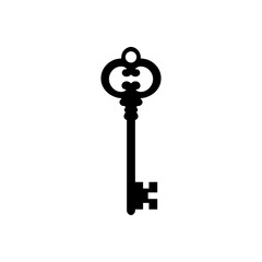 Vintage key silhouette vector flat illustration design.