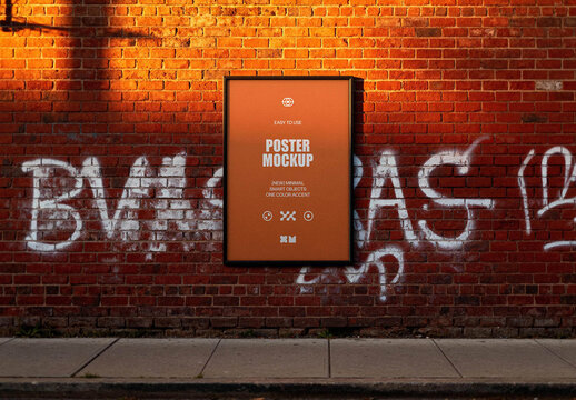 Brick Wall Poster Mockup
