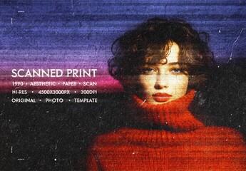 Scanned 1990 Photo Effect Mockup