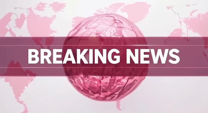 "BREAKING NEWS" Broadcast Banner with Globe and World Map Background.4k video.
