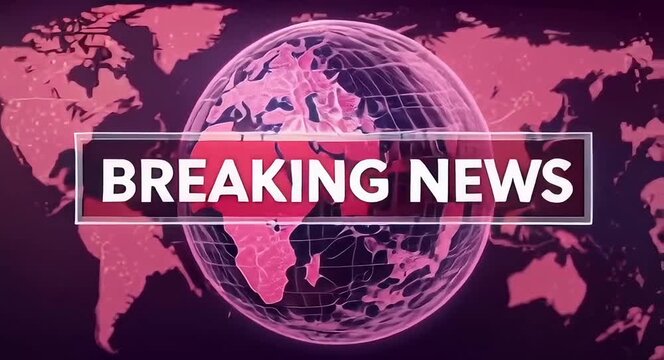 "BREAKING NEWS" Broadcast Banner with Globe and World Map Background.4k video.
