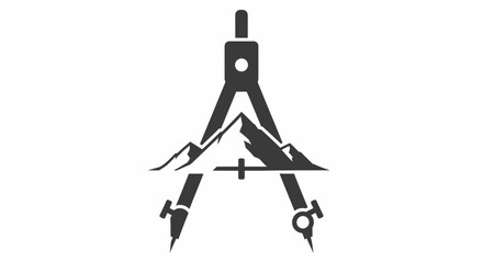 Compass and Mountain Silhouette Logo Design for Outdoor Adventure.