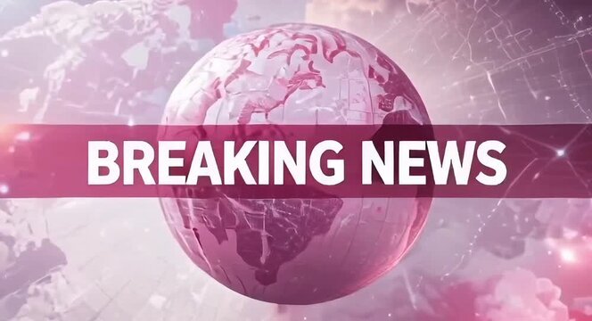 "BREAKING NEWS" Broadcast Banner with Globe and World Map Background.4k video.
