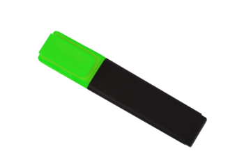 Vibrant Green Highlighter Pen with Black Body Isolated on White Background for Study and Office Use