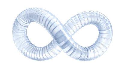 3D rendered infinity symbol, smooth and transparent, on a black background