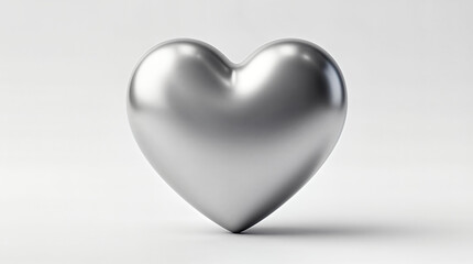 Silver metallic heart on a white background