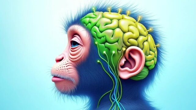 Monkey Head with Brain. Monkey Brain