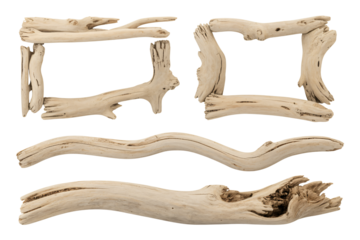 Driftwood Branches in Natural Texture with Soft White Lighting for Coastal Decor