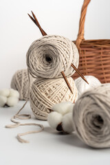 Yarn Balls with Knitting Needles, Cozy Handmade Craft