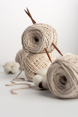 Cotton Yarn Balls with Knitting Needles
