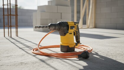 Rotary Hammer Drill on Concrete Floor