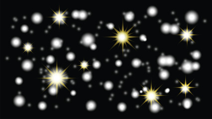 Sparkling Golden Stars and Dust Overlay. Light effect.