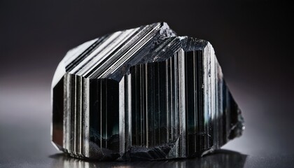 black tourmaline crystal with striated texture and glossy surface for editorial geology photography metaphysical design and poetic grounding themed visuals