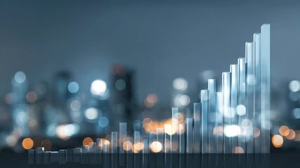 Abstract financial graph with blurred city lights in background - Powered by Adobe