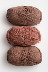 Skeins of soft yarn for knitting