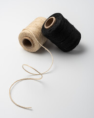 Beige and Black Jute Twine Spools
