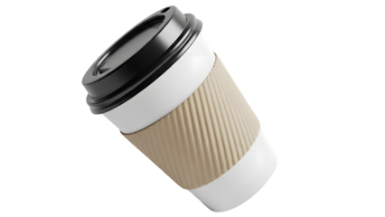 Disposable coffee cup isolated on transparent background