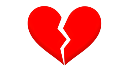 Broken heart symbol isolated on transparent background