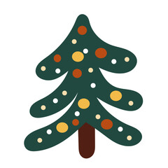 Christmas tree hand drawn illustration. Simple childish Christmas tree.