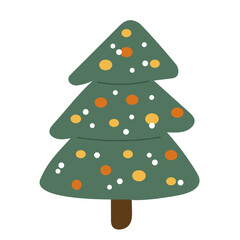 Hand drawn Christmas tree with lights.