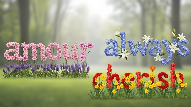 Floral names in a whimsical forest setting