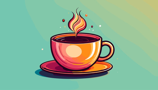 Stylized Cup of Coffee with Rising Steam Illustration.