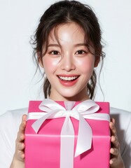 K-Beauty Charm: Lovely Young Korean Woman with a High Ponytail and Cute Expression