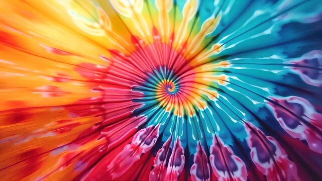 A close up of a colorful tie dye pattern with a blurry background