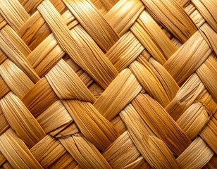 Close-up of a tightly woven, repeating diagonal pattern of tan and light-brown strands, creating a textured surface