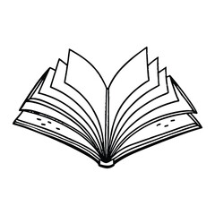 Book silhouette open pages flying