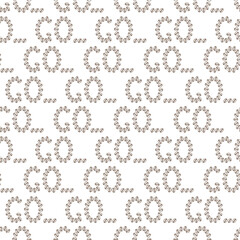 Letters GO and three dots made of Outline Coffee Beans Seamless pattern Coffee Grains Backdrop idea. Isolated Vector illustration Coffee Day or Media post Background Banner, leaflet, label, price tag