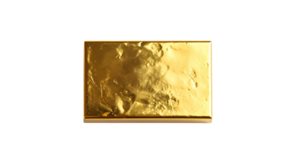 Rectangular object with metallic golden surface, crumpled texture, and smooth edges, on black