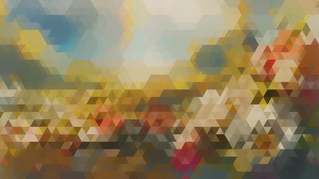 geometric mosaic of triangles and hexagons evolving, seamless abstract loop