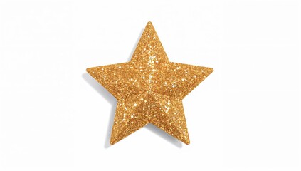 Shiny gold star decoration with glitter texture isolated on clean background perfect for Christmas and celebration themed projects