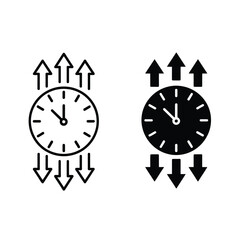 Two clocks with arrows pointing up and down illustrating time fragility © FAS