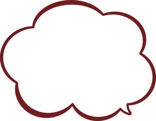 雲の形をしたシンプルなふきだし。赤い色でもこもこしていてかわいい。広いテキストスペースがある。