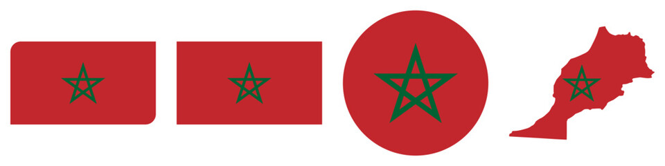 moroco circular flag, moroco rectangular flag, moroco map flag flat icon