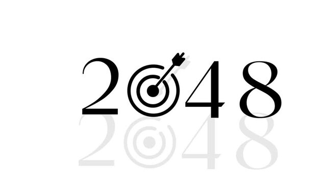 happy new year 2048 with a target symbol. Perfect for New Year's Eve celebrations, business goals. Business challenge failure and success concept.