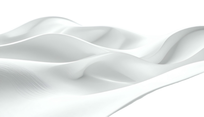 Flowing, abstract white fabric with soft, undulating forms against a black background