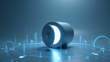 Futuristic energy storage cell concept on a digital circuit platform, symbolizing advanced technology, data flow, and power efficiency in a modern, innovative system