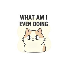 PNG. isolated transparent background.&nbsp;Cute puzzled cat with thought-provoking question sticker