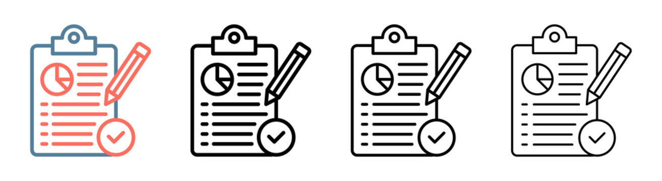 Report Summary Icon Different Style Outline Collection Set 