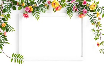 Obraz premium Clean, minimalist white picture frame isolated on white background, presentation, photography