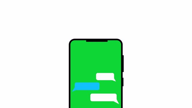 Mobile online texting. Animated text messages scroll. Rolling chat UI clean text bubbles. Mobile scrolling conversation. Communication in messenger animation with alpha channel in 4k.