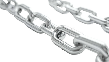 Fototapeta premium Gleaming, detailed close-up of two metallic chains, partially overlapping against black