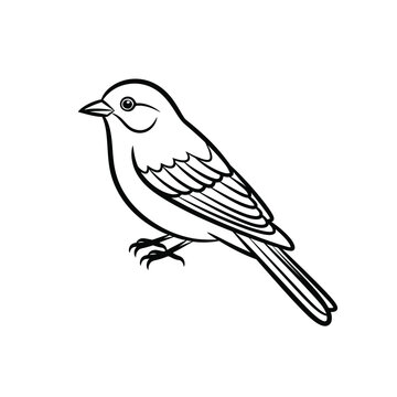Kenji Style Bird Line Art Vector Illustration